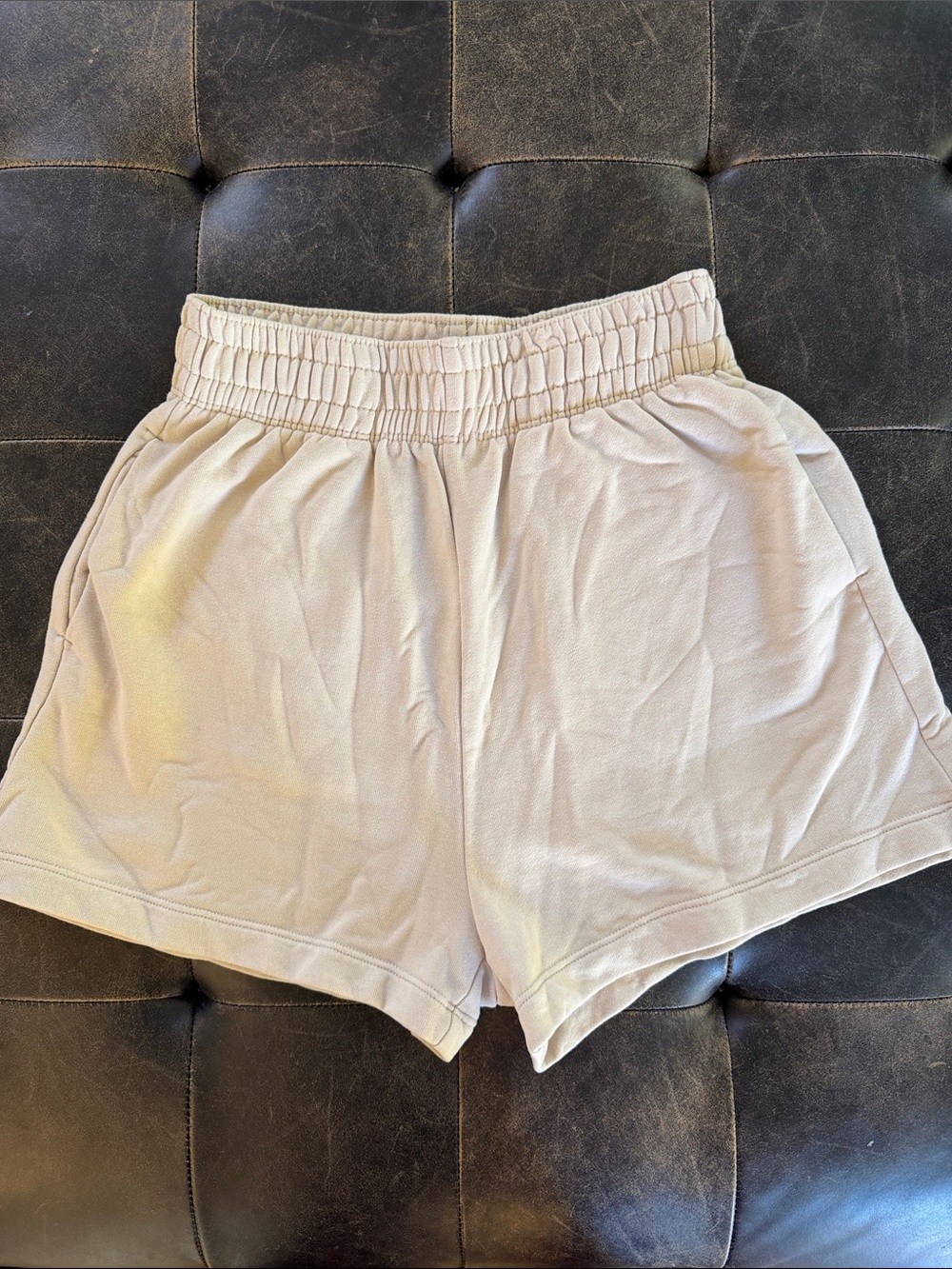H&M Cream Elastic Waist Sweat Shorts